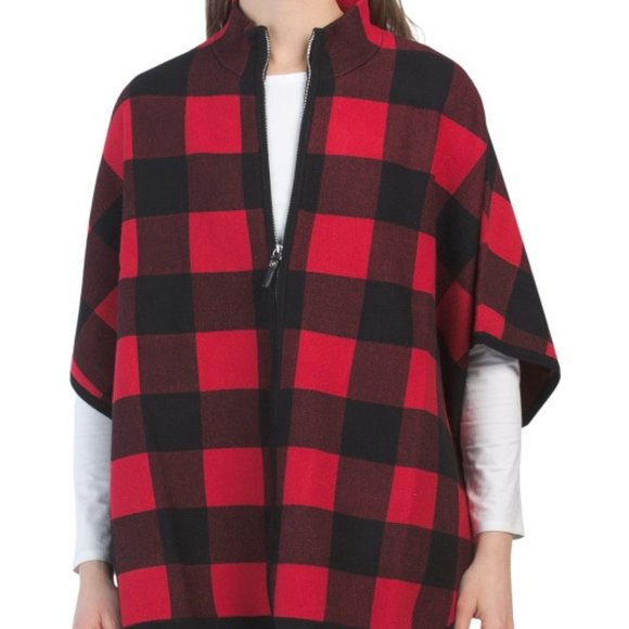 NWT RED PLAID PONCHO WITH DOG SWEATER. - Picture 2 of 9